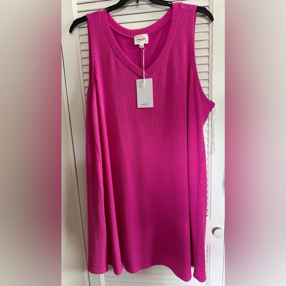 ANDREE BY UNIT Fuchsia Ribbed Sleeveless Knit Dress